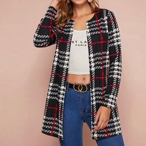 Plaid Print Front Coat
